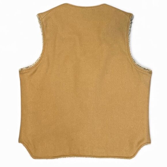 VTG 60s Woolrich Vest Size M Khaki Sherpa Lined Wool Blend Snap Made USA outdoor - Picture 2 of 8